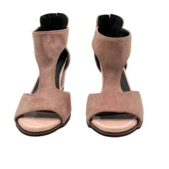 BUTITI NEW Women 8 Pink Cutout Peep-Toe Suede Pump Zip Closure Elegant Chic - Picture 7 of 14